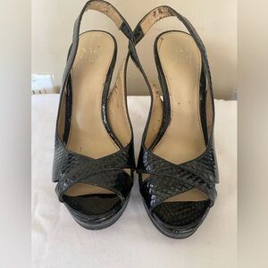 Saks Fifth Avenue Black Textured Slingback Heels